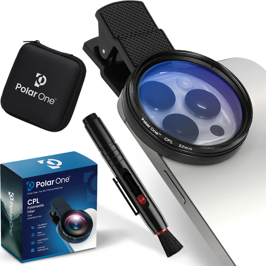 Polar One® Pro CPL Click-On Set – Smartphone Polarisatie Filter + Schoonmaakpen